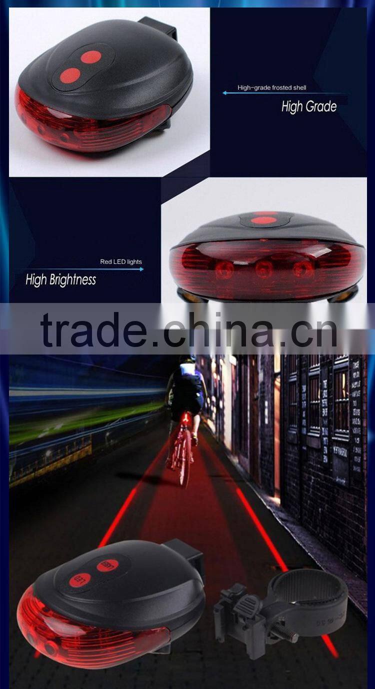 Modern red blue 5 led 2 laser mountain bike lamp cycling safety waterproof rear laser bicycle light