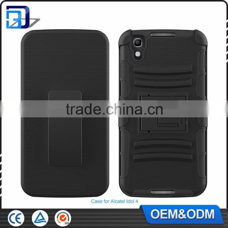 Top Selling 3 in 1 Silicone + PC Hybrid Kickstand Handy Outdoor Belt Clip Case For Alcatel One Touch Idol 4 Back Cover China