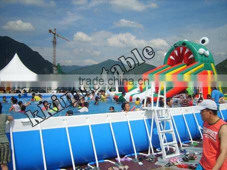 portable hard plastic swimming pools with water slide, inflatable adult swimming pool china KKSP-L002