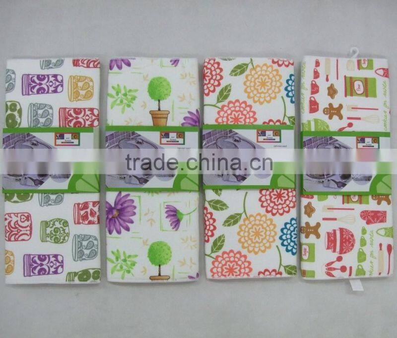 100%polyester microfiber dish mat with card packing rubber dish drying mat