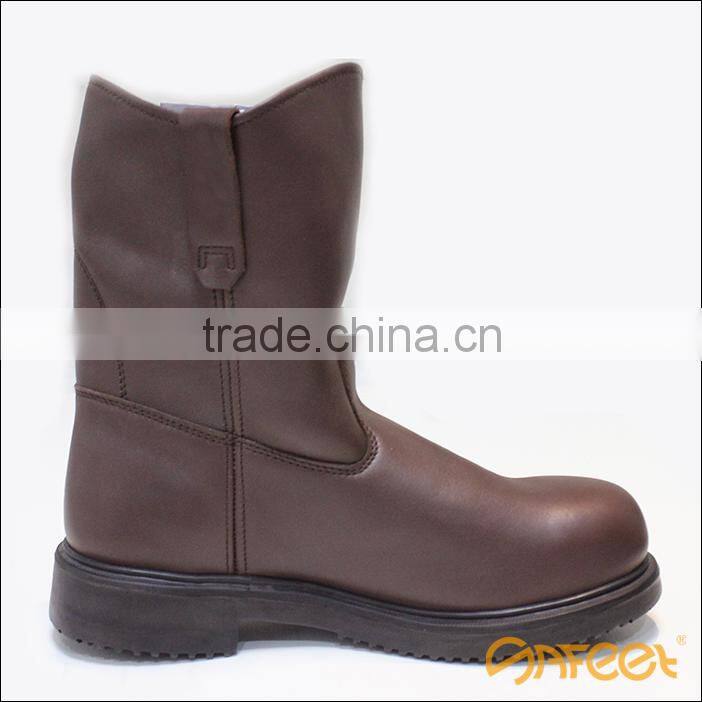 Steel toe cap long fields shoes, latest safety boots, laceless safety boot with ce certificate SA-3305