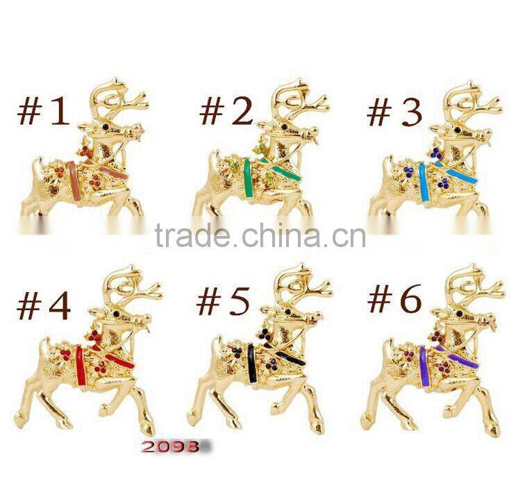 Colorful Fashion Christmas Deer Brooch Alloy rhinestone brooch Jewellery