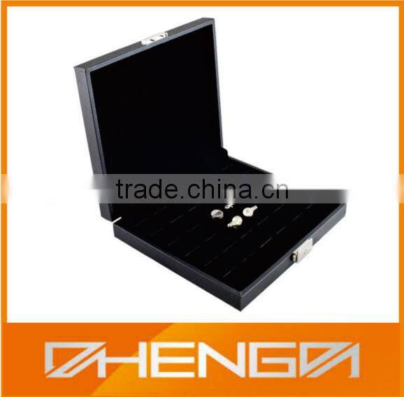 Best Sell factory custom made leather cufflink box with glass lid for gift (ZDS-F268)