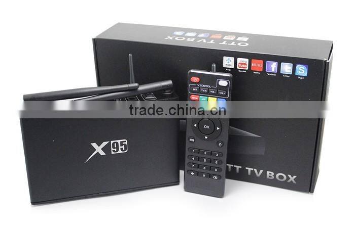 X95 Android 5.1.1 TV Box Amlogic S905 Quad Core 2.4GHz WiFi Bluetooth HD 2.0 Media Player Real-time Display TV Online Player