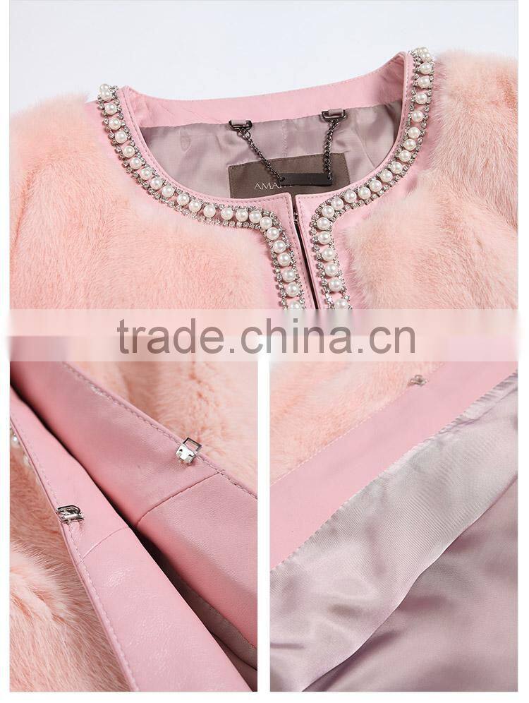 Wholesale customized white mink fur winter coat for women