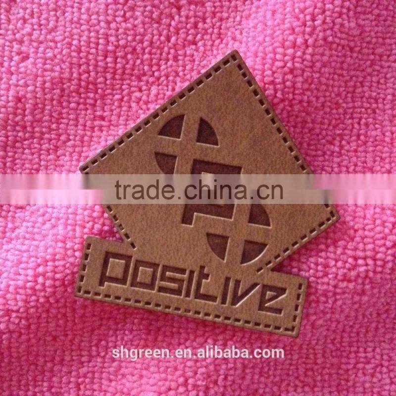 Washable debossed branded leather patch,fake leather label for jeans