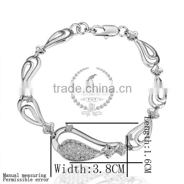 18KGP platinum plated white crystal rhinestone Austria crystal elements women bangle bracelet fashion jewelry B005