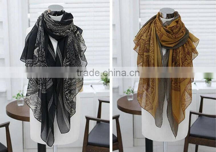 Women Long Print Cotton Scarf Wrap Ladies Large Silk Scarves Wholesale
