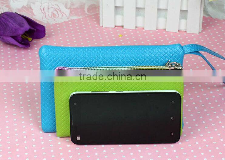 Beauty Women Coin Purse Wallet Woven Mobile Phone Pouch Case Candy Color Mini hand Bag New