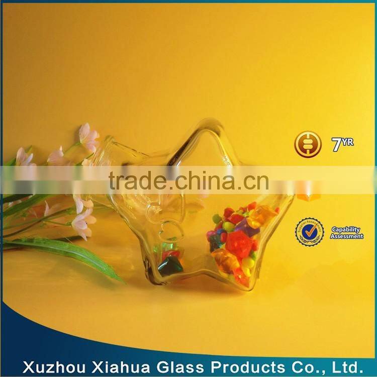 star shape decorative glass jar bottle with cork