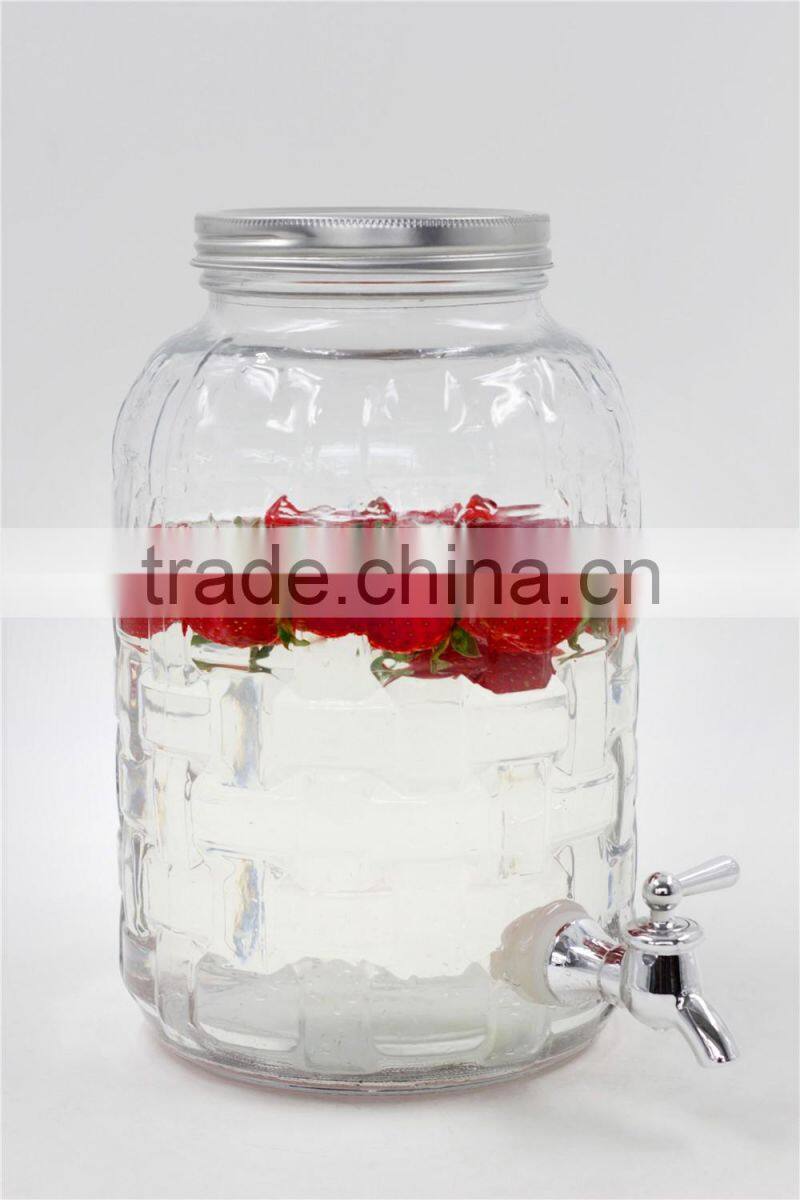 2 gallon glass beverage dispenser with tap