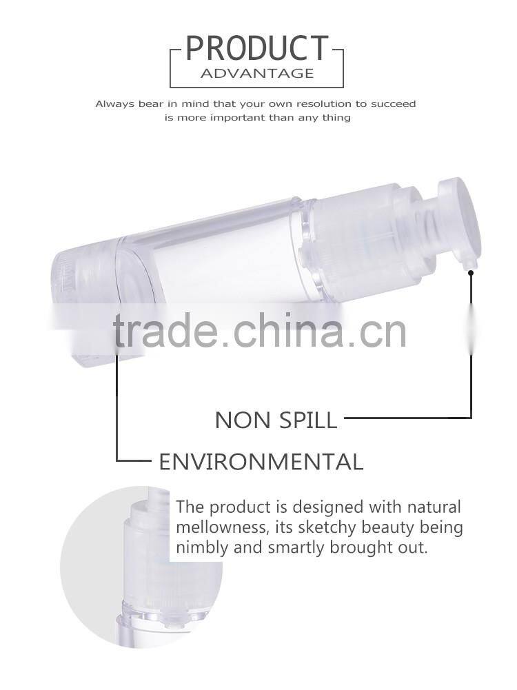 Professional spring outside empty silver cosmetic plastic airless bottle 50ml