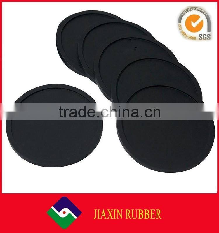Durable round shape silicone coaster black silicone rubber drink coasters cup mats 10 cm