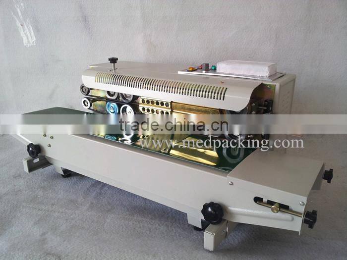 FR900 Plastic Film Sealing Machine+Horizontal Sealing+Date Printing+Seal Belt