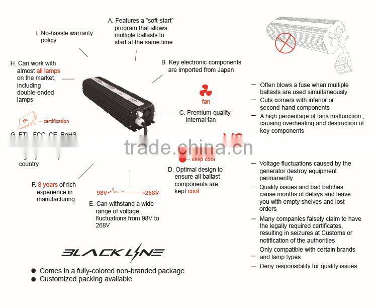China Top 3 Manufacturer Best Price 1000w HID Digital Hydroponics Grow Light Electronic Ballast