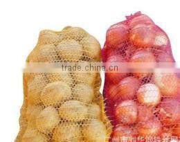 green mesh bag packing onion potato