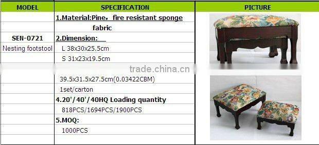 Nesting Wooden footstool/Set of two footrest