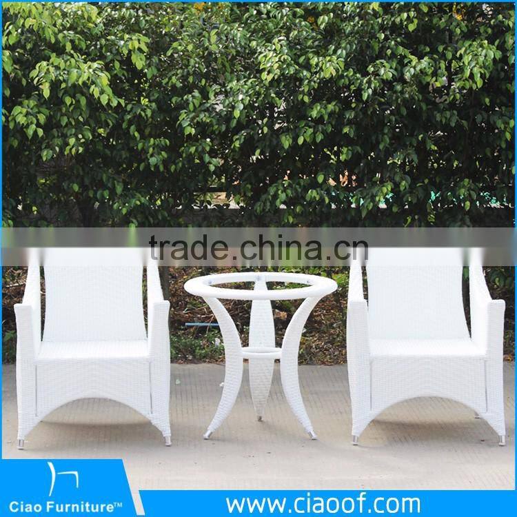 Luxury Outdoor White Rattan 4 Seaters Dining Table