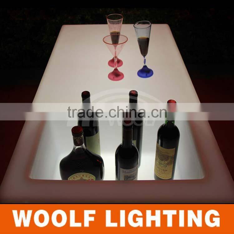 Biservice Nightclub Bar Used Flashing LED Rectangle Table with Cooler