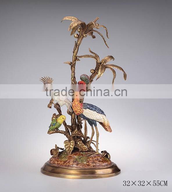 Imitated Swan Design 8 Lights Chandelier, Antique Brass Droplight With Porcelain Swan, Decorative Ceramic & Bronze Ceiling Lamp