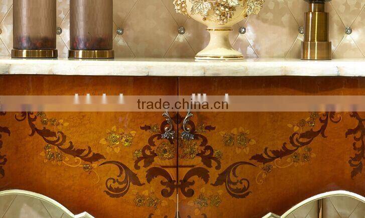 European Style Luxury Console Table, Parquet Pattern Wooden Corner Table, Nice Carving Storage Cabinet (BF01-ML042)