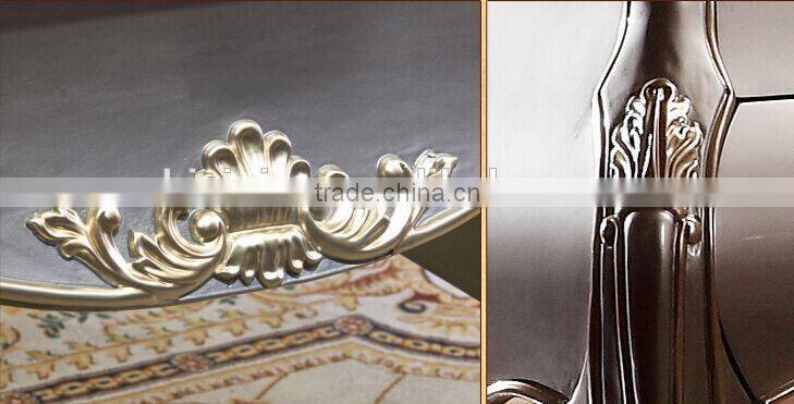 European Style Luxury Executive Office Desk, Classic Wood Carving Writing Table, Silver Foil Home Office Furniture (BF01-ML019)