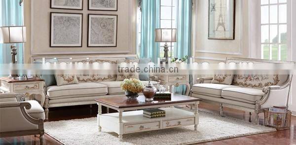 Mediterranean style Living Room Furniture Set, Solid Wood Carved Sofa Couch Side Table, Leisure Living Room Sofa Set