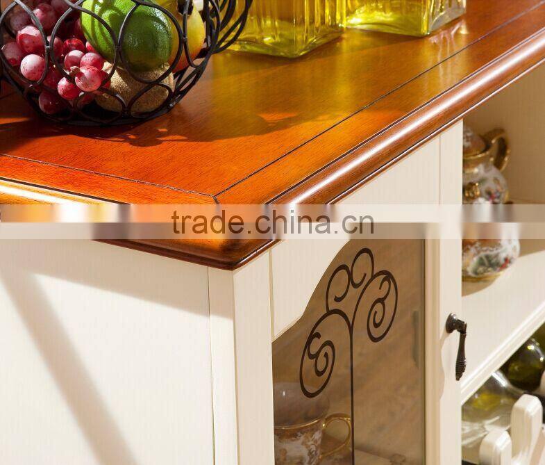 Mediterranean style solid wood dining room white two doors sideboard
