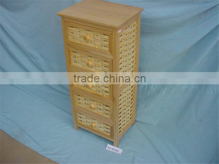 Wooden Storage Cabinet With Rattan/Wicker Drawer