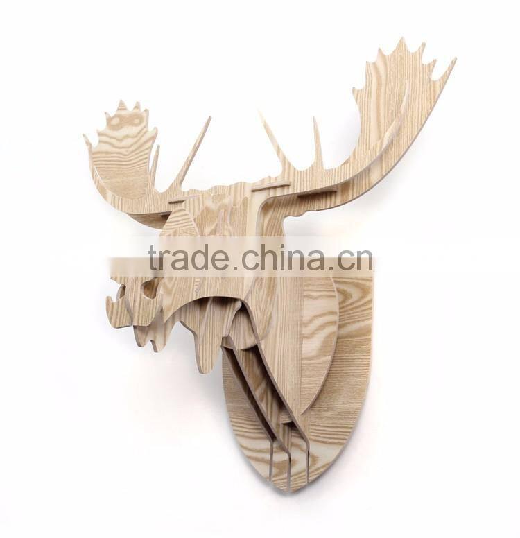 indoor wall mounted wooden deer head decoration