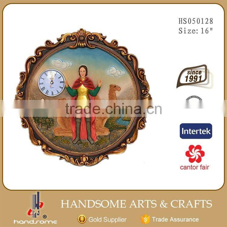 16'' Resin Craft Religious Items Home Decor Wall Clock Hanging
