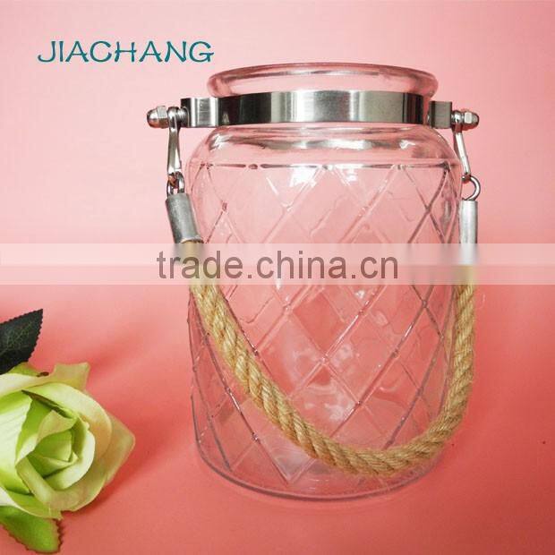 wide mouth rope handle wire reed diffuser glass jar