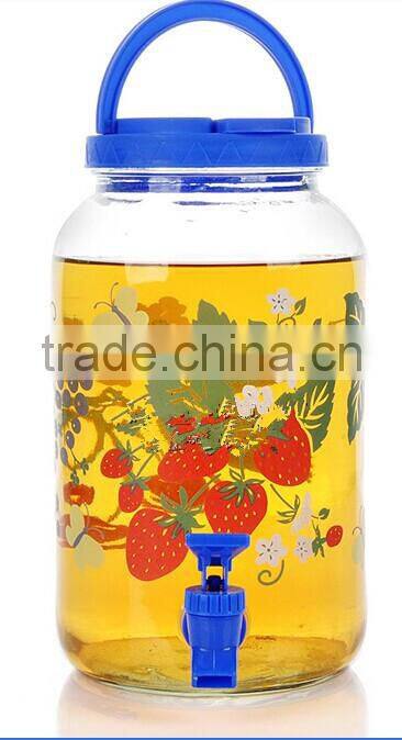 1 gallon decorating beautiful glass sun tea jar with plastic tap carring loops