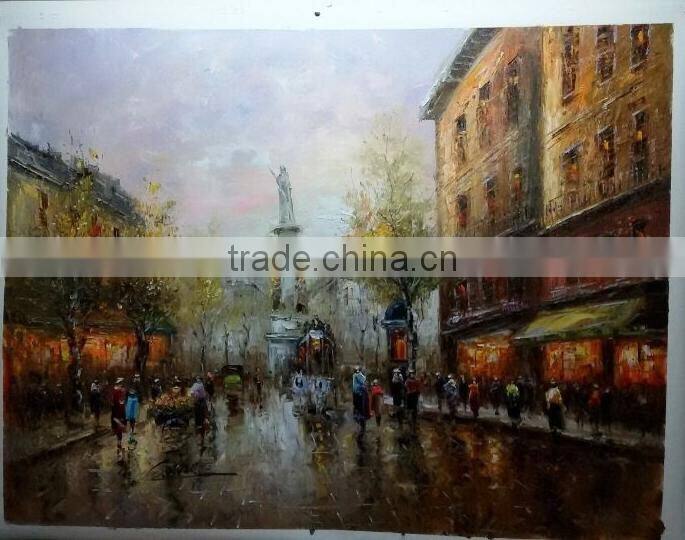Handmade Paris Street View Oil Painting on Canvas