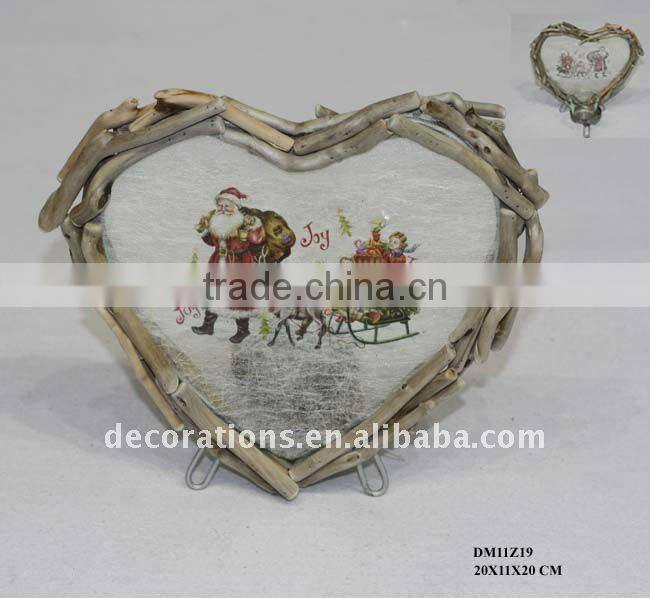 wooden christmas candle holder with print