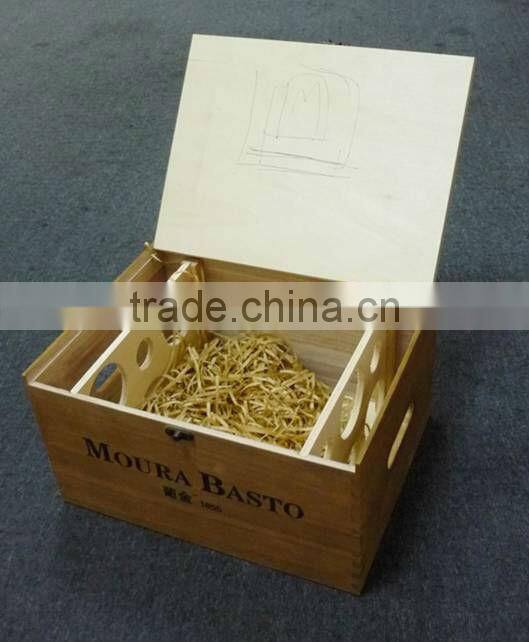 6 bottles pine wooden wine box