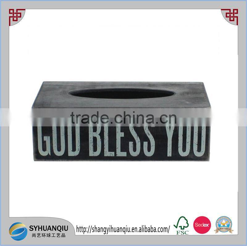 personalized and distressed wooden tissue paper box pulp box