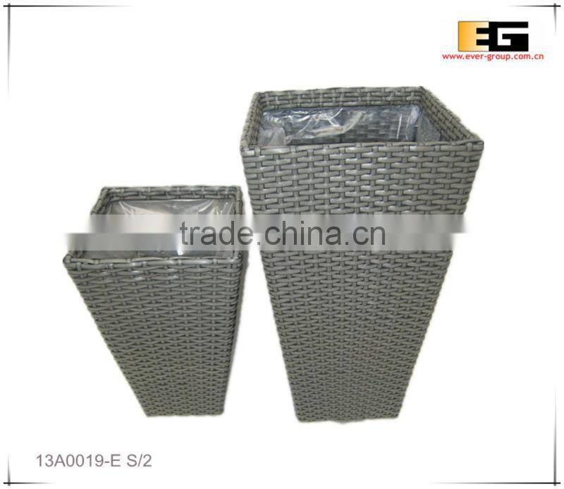 Square PE/Plastic rattan with liner deco planter
