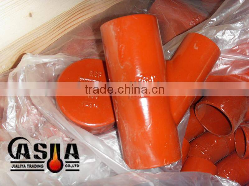 Red epoxy coated grey cast iron pipe fittings
