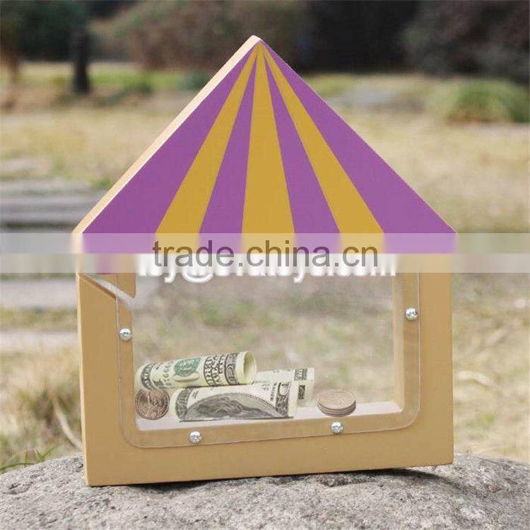 New design creative wooden piggy bank for children W02A252
