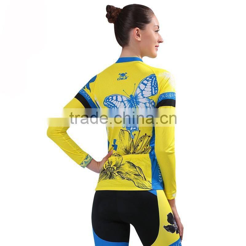 2016 custom made cheap cycling set, women long sleeve cycling clothing