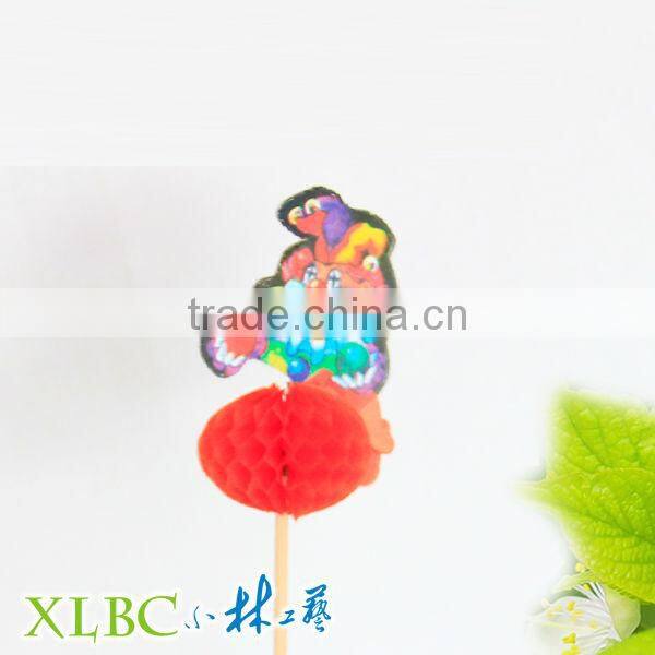 Clown face paper wooden decorative pick