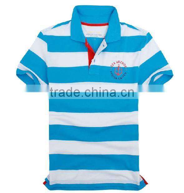 Cotton Hit color stripe polo tshirt for men,custom men fringe polo,High quality hit color fringe polo