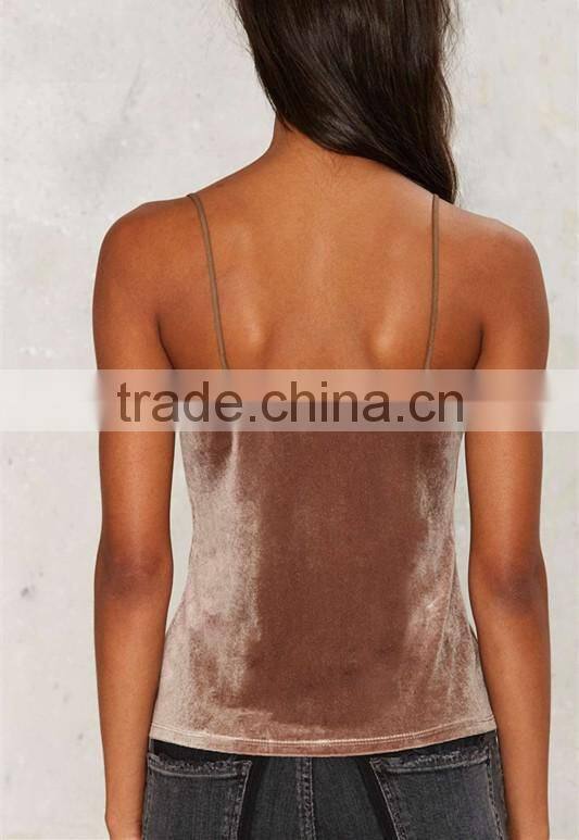 Velvet Clothing Beige Lace Trim Camisole Top for Women 2016 HST2549