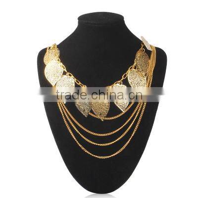 Fashion Bohemia Style Leaves Pendant Necklace Jewelry Neck Decor for Ladies (Silver)