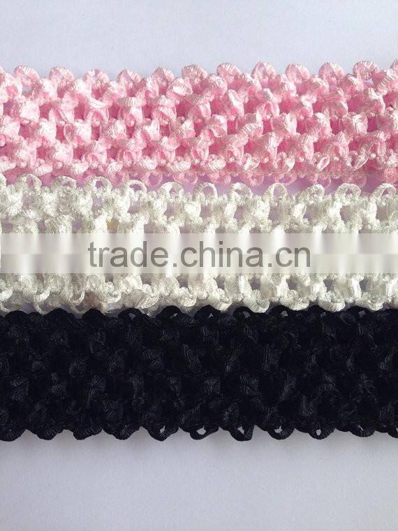 New arrival High Quality 1.5" Wide elastic handmade plain crochet headband for baby tutu tops girl accessories hairband