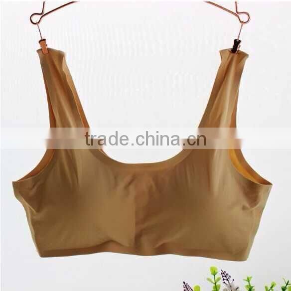 GZY 2015 absorbent high stretch yoga sports seamless tube bra nude