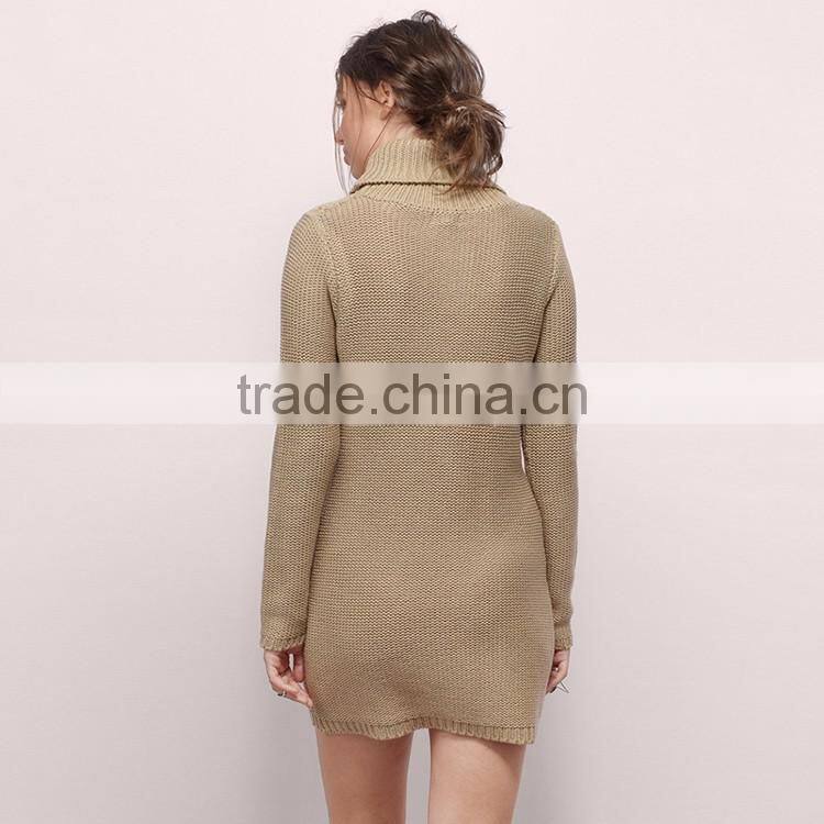 HAODUOYI Wholesale High Neck Bodycon Knitted Shirt Wrap Dress with Low Price