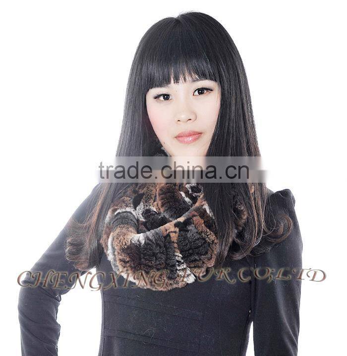 CX-S-125D Beautiful Women Real Rex Rabbit Fur Winter Fashion Lady Scarf custom scarf no minimum
