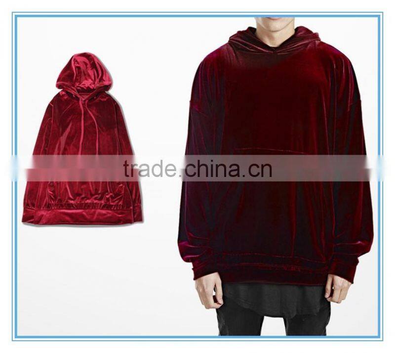custom soft solid Hoodie/ wholesale blank velourhoodie men/ pullover hoodies